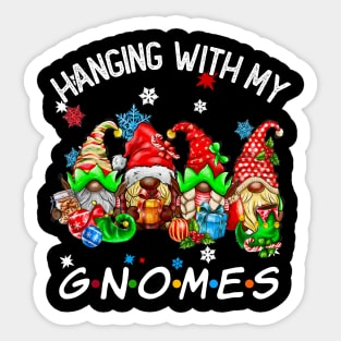 Funny Christmas Gnome Hanging With My Gnomies Family Pajamas Sticker